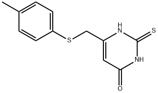 2-mercapto-6-{[(4-methylphenyl)thio]methyl}pyrimidin-4(3H)-one Struktur