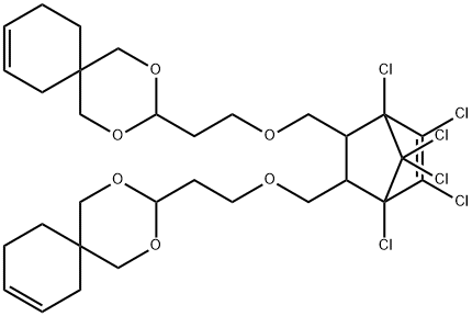 2,4-Dioxaspiro5.5undec-8-ene, 3,3-(1,4,5,6,7,7-hexachloro-5-norbornen-2,3-ylene)bis(methyleneoxyethylene)bis- Struktur