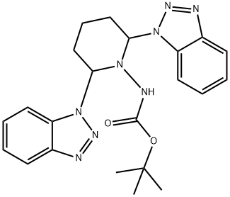 Carbamic acid, [2,6-bis(1H-benzotriazol-1-yl)-1-piperidinyl]-, 1,1-dimethylethyl ester (9CI) Struktur