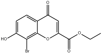 4H-1-Benzopyran-2-carboxylic acid, 8-bromo-7-hydroxy-4-oxo-, ethyl est er Struktur