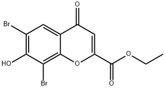 6,8-Dibromo-7-hydroxy-4-oxo-4H-1-benzopyran-2-carboxylic acid ethyl ester Struktur