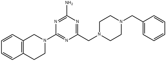 Isoquinoline, 1,2,3,4-tetrahydro-2-(4-amino-6-((4-benzyl-1-piperazinyl )methyl)-s-triazin-2-yl)- Struktur