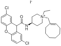 1,4-TRANS-1-(1-CYCLOOCTEN-1-YLMETHYL)-4-[[(2,7-DICHLORO-9H-XANTHEN-9-YL)CARBONYL]AMINO]-1-ETHYLPIPERIDINIUM IODIDE Struktur