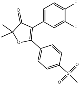 4-(3,4-difluorophenyl)-2,2-dimethyl-5-(4-(methylsulfonyl)phenyl)furan-3(2H)-one Struktur