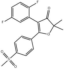 4-(2,5-difluorophenyl)-2,2-dimethyl-5-(4-(methylsulfonyl)phenyl)furan-3(2H)-one Struktur