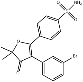 4-(3-(3-bromophenyl)-5,5-dimethyl-4-oxo-4,5-dihydrofuran-2-yl)benzenesulfonamide Struktur