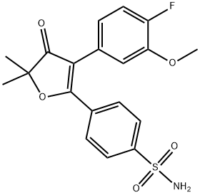 4-(3-(4-fluoro-3-methoxyphenyl)-5,5-dimethyl-4-oxo-4,5-dihydrofuran-2-yl)benzenesulfonamide Struktur