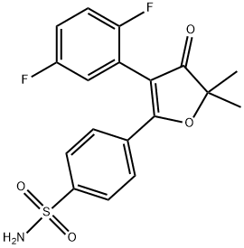 BENZENESULFONAMIDE, 4-[3-(2,5-DIFLUOROPHENYL)-4,5-DIHYDRO-5,5-DIMETHYL-4-OXO-2-FURANYL]- Struktur