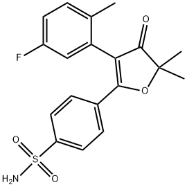 4-(3-(5-fluoro-2-methylphenyl)-5,5-dimethyl-4-oxo-4,5-dihydrofuran-2-yl)benzenesulfonamide Struktur