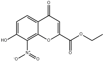 4H-1-Benzopyran-2-carboxylic acid, 7-hydroxy-8-nitro-4-oxo-, ethyl est er Struktur