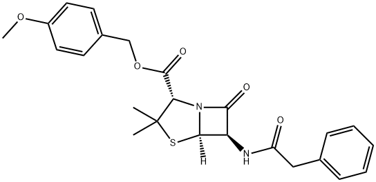 (2S,5R,6R)-3,3-Dimethyl-6-(phenylacetylamino)-7-oxo-4-thia-1-azabicyclo[3.2.0]heptane-2-carboxylic acid 4-methoxybenzyl ester Struktur