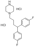 1-(4,4-Bis(p-fluorophenyl)butyl)piperazine dihydrochloride Struktur