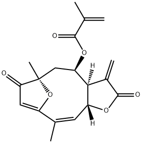 (3aR,4R,6R,10Z,11aR)-3a,5,6,11a-Tetrahydro-6,10-dimethyl-3-methylene-4-(2-methylpropenoyloxy)-6,9-epoxycyclodeca[b]furan-2,7(3H,4H)-dione Struktur