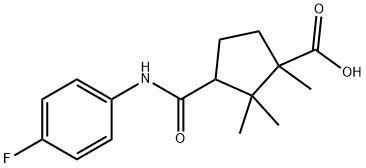 3-(4-FLUORO-PHENYLCARBAMOYL)-1,2,2-TRIMETHYL-CYCLOPENTANECARBOXYLIC ACID Struktur