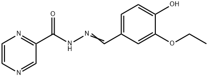 N'-(3-ethoxy-4-hydroxybenzylidene)-2-pyrazinecarbohydrazide Struktur