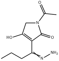 2H-Pyrrol-2-one, 1-acetyl-3-(1-hydrazonobutyl)-1,5-dihydro-4-hydroxy- (9CI) Struktur