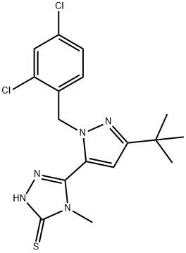 5-[3-(TERT-BUTYL)-1-(2,4-DICHLOROBENZYL)-1H-PYRAZOL-5-YL]-4-METHYL-4H-1,2,4-TRIAZOLE-3-THIOL Struktur