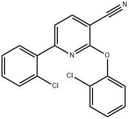 2-(2-chlorophenoxy)-6-(2-chlorophenyl)nicotinonitrile Struktur