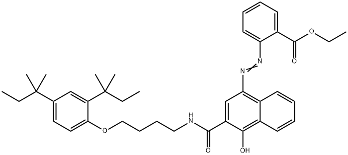 4-(2-Ethoxycarbonylphenylazo)-1-hydroxy-N-[4-(2,4-di-t-pentylphenoxy)butyl]-2-naphthamide Struktur