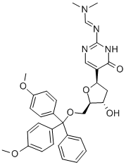 5'-O-(DIMETHOXYTRITYL)-N-(DIMETHYLAMINO)METHYLIDENE-2'-DEOXYPSEUDOISOCYTIDINE Struktur