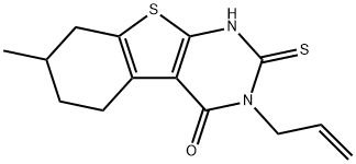 3-ALLYL-2-MERCAPTO-7-METHYL-5,6,7,8-TETRAHYDRO-3H-BENZO[4,5]THIENO[2,3-D]PYRIMIDIN-4-ONE Struktur