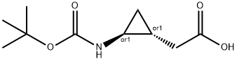 Cyclopropaneacetic acid, 2-[[(1,1-dimethylethoxy)carbonyl]amino]-, (1R,2S)- Struktur