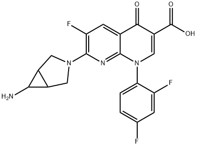 7-(6-aMino-3-azabicyclo[3.1.0]hexan-3-yl)-1-(2,4-difluorophenyl)-6-fluoro-4-oxo-1,4-dihydro-1,8-naphthyridine-3-carboxylic acid Struktur