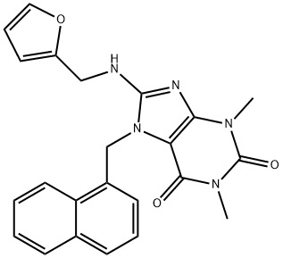 8-[(2-furylmethyl)amino]-1,3-dimethyl-7-(1-naphthylmethyl)-3,7-dihydro-1H-purine-2,6-dione Struktur