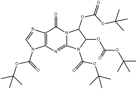 3H-Imidazo[1,2-a]purine-3,5(9H)-dicarboxylic  acid,  6,7-bis[[(1,1-dimethylethoxy)carbonyl]oxy]-6,7-dihydro-9-oxo-,  bis(1,1-dimethylethyl)  ester Struktur