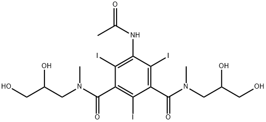 5-(Acetylamino)-N,N'-bis(2,3-dihydroxypropyl)-2,4,6-triiodo-N,N'-dimethyl-1,3-benzenedicarboxamide Struktur