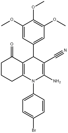 2-amino-1-(4-bromophenyl)-5-oxo-4-(3,4,5-trimethoxyphenyl)-1,4,5,6,7,8-hexahydro-3-quinolinecarbonitrile Struktur