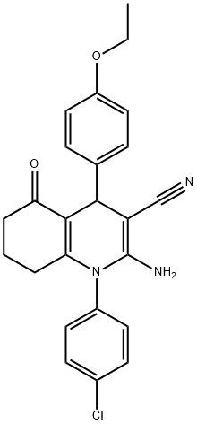 2-amino-1-(4-chlorophenyl)-4-(4-ethoxyphenyl)-5-oxo-1,4,5,6,7,8-hexahydro-3-quinolinecarbonitrile Struktur