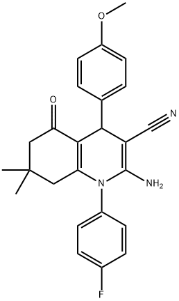 2-amino-1-(4-fluorophenyl)-4-(4-methoxyphenyl)-7,7-dimethyl-5-oxo-1,4,5,6,7,8-hexahydro-3-quinolinecarbonitrile Struktur