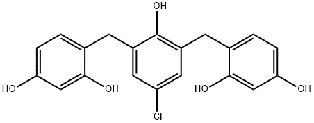 4,4'-[(5-chloro-2-hydroxy-1,3-phenylene)bis(methylene)]bisresorcinol Struktur