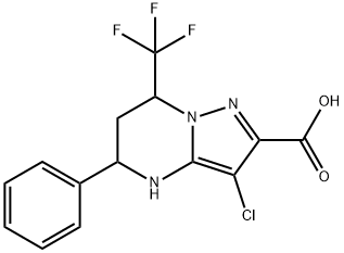 3-chloro-5-phenyl-7-(trifluoromethyl)-4,5,6,7-tetrahydropyrazolo[1,5-a]pyrimidine-2-carboxylic acid(SALTDATA: FREE) Struktur