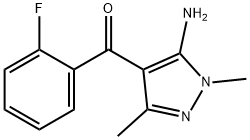 (5-amino-1,3-dimethylpyrazol-4-yl)-(2-fluorophenyl)methanone Struktur