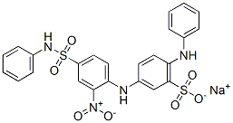 Metanilic acid, 6-anilino-N-[2-nitro-4-(phenylsulfamoyl)phenyl]-, sodium salt Struktur