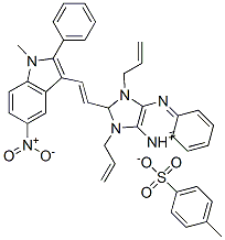 1,3-diallyl-2-[2-(1-methyl-5-nitro-2-phenylindol-3-yl)vinyl]-1H-imidazo[4,5-b]quinoxalinium toluene-p-sulphonate Struktur