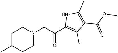 1H-Pyrrole-3-carboxylicacid,2,4-dimethyl-5-[(4-methyl-1-piperidinyl)acetyl]-,methylester(9CI) Struktur