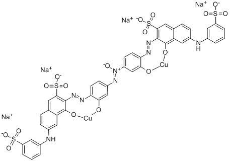 tetrasodium [mu-[[3,3'-[azoxybis[(2-hydroxy-p-phenylene)azo]]bis[4-hydroxy-6-(3-sulphoanilino)naphthalene-2-sulphonato]](8-)]]dicuprate(4-) Struktur