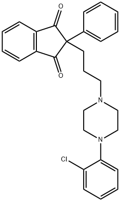 2-[3-[4-(o-Chlorophenyl)-1-piperazinyl]propyl]-2-phenyl-1,3-indanedione Struktur