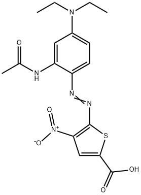 2-Thiophenecarboxylic  acid,  5-[[2-(acetylamino)-4-(diethylamino)phenyl]azo]-4-nitro-  (9CI) Struktur