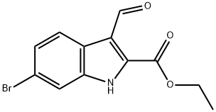 1H-INDOLE-2-CARBOXYLIC ACID,6-BROMO-3-FORMYL-,ETHYL ESTER Struktur