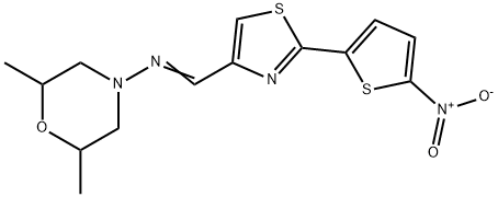 2,6-Dimethyl-N-((2-(5-nitro-2-thienyl)-4-thiazolyl)methylene)-4-morpho linamine Struktur