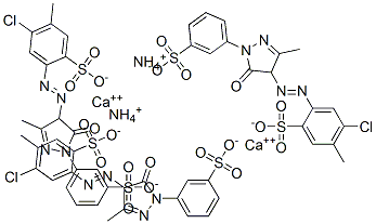 4-Chloro-2-[[4,5-dihydro-3-methyl-5-oxo-1-(3-sulfophenyl)-1H-pyrazol-4-yl]azo]-5-methylbenzenesulfonic acid, ammonium  calcium salt Struktur