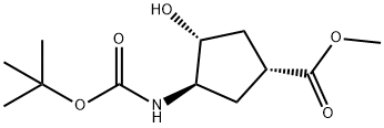 (1R,2R,4R)-N-BOC-1-AMINO-2-HYDROXYCYCLOPENTANE-4-CARBOXYLIC ACID METHYL ESTER Struktur