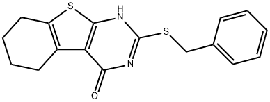 2-(BENZYLTHIO)-5,6,7,8-TETRAHYDRO-[1]-BENZOTHIENO[2,3-D]PYRIMIDIN-4(1H)-ONE Struktur