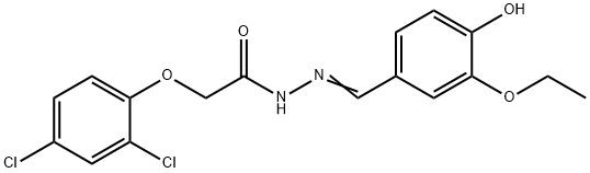 2-(2,4-dichlorophenoxy)-N'-(3-ethoxy-4-hydroxybenzylidene)acetohydrazide Struktur