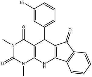 5-(3-Bromophenyl)-5,11-dihydro-1,3-dimethyl-1H-indeno[2',1':5,6]pyrido[2,3-d]pyrimidine-2,4,6(3H)-trione Struktur