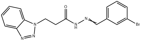 3-(1H-1,2,3-benzotriazol-1-yl)-N'-(3-bromobenzylidene)propanohydrazide Struktur